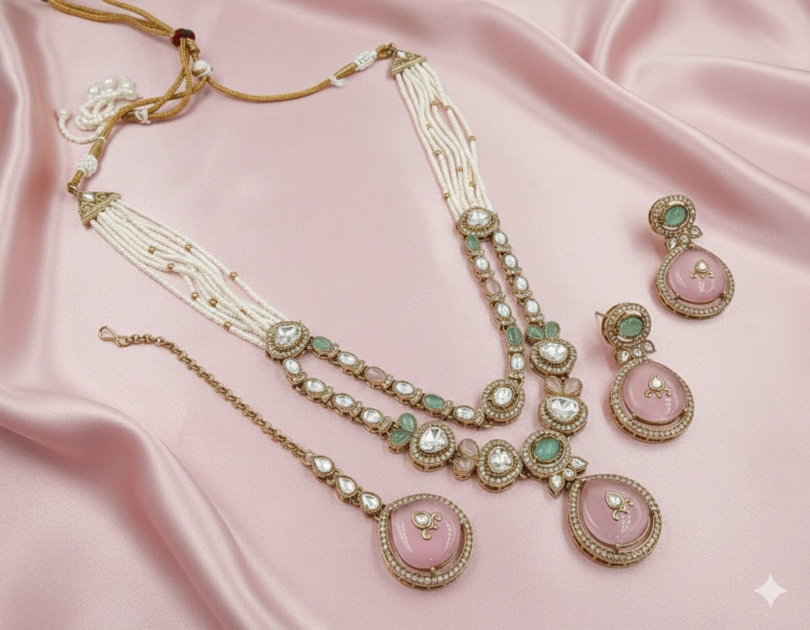 Pastel Harmony Mehandi Polish Necklace Set
