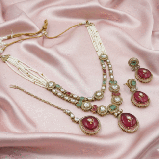 Navratna Heritage Mehandi Polish Necklace Set