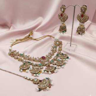 Royal Emerald Mehandi Polish Choker Set.