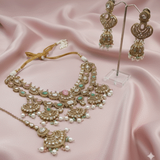 Royal Emerald Mehandi Polish Choker Set.