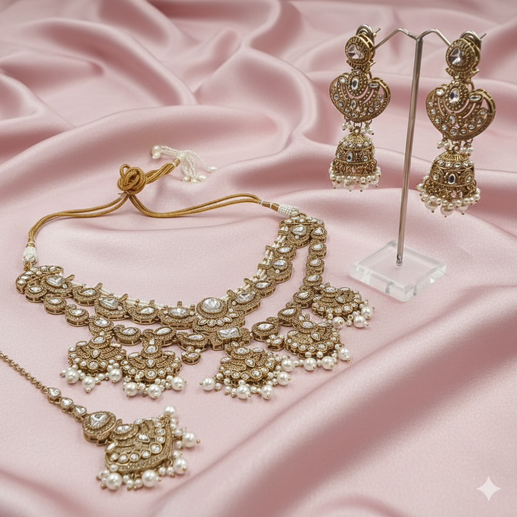 Royal Emerald Mehandi Polish Choker Set.