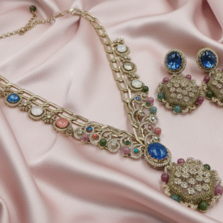 Minimalist "Swan Wing" Gemstone Pendant Set