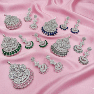 Sapphire Bloom Grand Filigree Pendant & Drop Earring Set