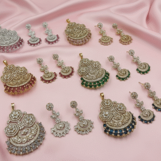 Modern Arch Lattice Crystal Pendant Set