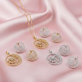 Grand Empress Floral Statement Pendant & Drop Earring Set