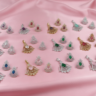 Grand Empress Floral Statement Pendant & Drop Earring Set