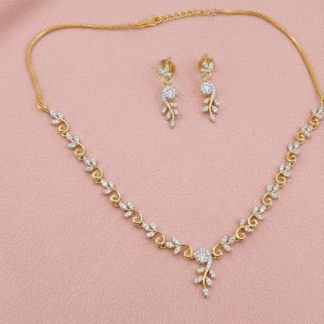 Majestic Cascading V-Shape AD Necklace Set