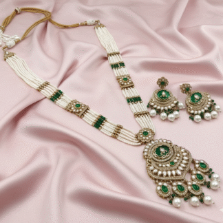 Ruby Pink beads with Off-White seed pearls