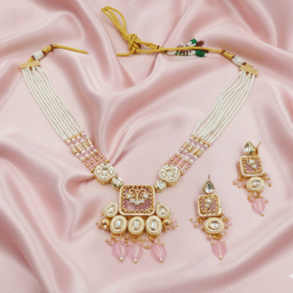 Royal Blush Pink Kundan & Meenakari Multi-Strand Set