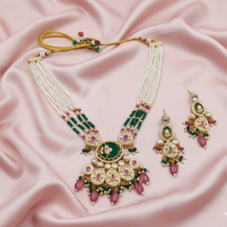 Regal Blush Pink Meenakari & Pearl Kundan Set