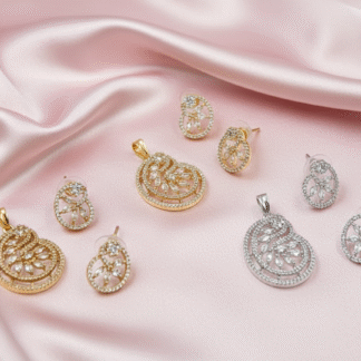 Regal Lattice Floral Pendant & Earring Set