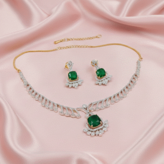 Royal Emerald & Pearl Meenakari Necklace Set