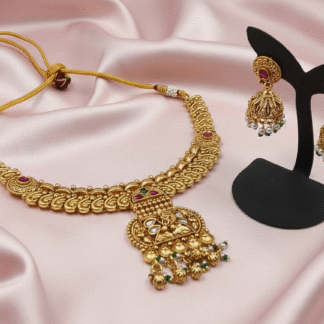 Heritage Gold-Plated Multi-Gemstone Statement Necklace and Earring Set