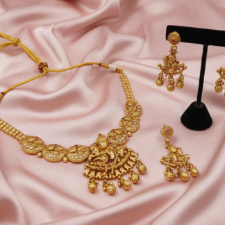 Heritage Gold-Plated Multi-Gemstone Statement Necklace and Matching Earrings