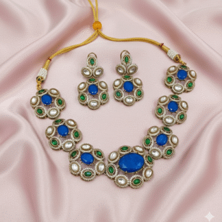 Royal Crimson Ruby & Moissanite Polki Necklace Set