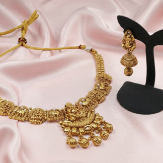 Heritage Temple Gold-Plated Divine Goddess Motif Necklace Set