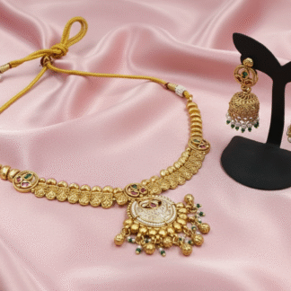 Heritage Gold-Plated Multi-Gemstone Statement Necklace and Matching Earrings