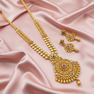 Heritage Gold-Plated Royal Medallion Choker with Jhumka Earrings