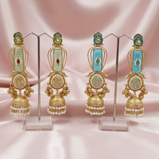 Peacock Heritage Rectangular Statement Jhumki